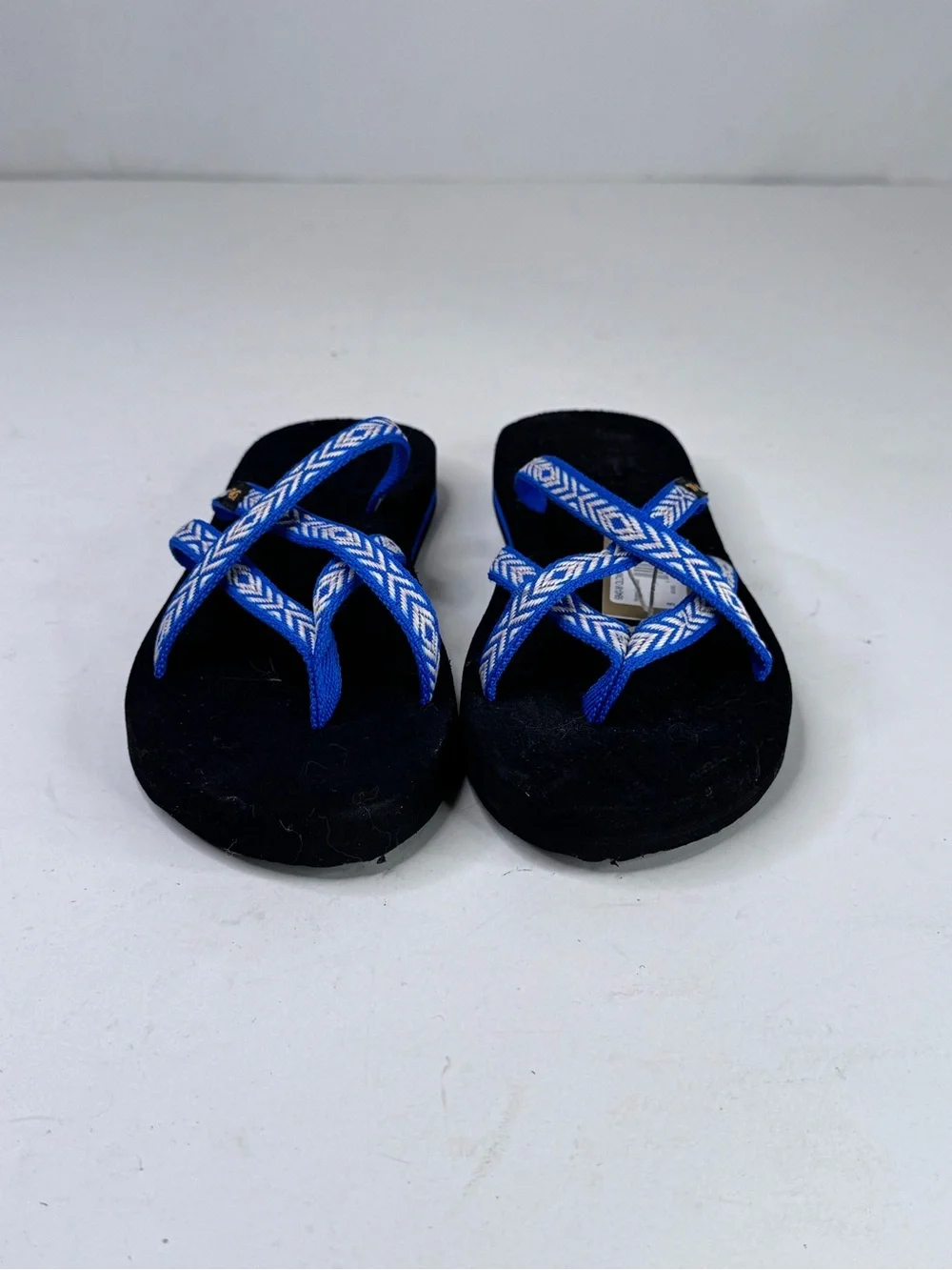 Teva Blue and White Patterned Strap Olowahu Flip Flops
